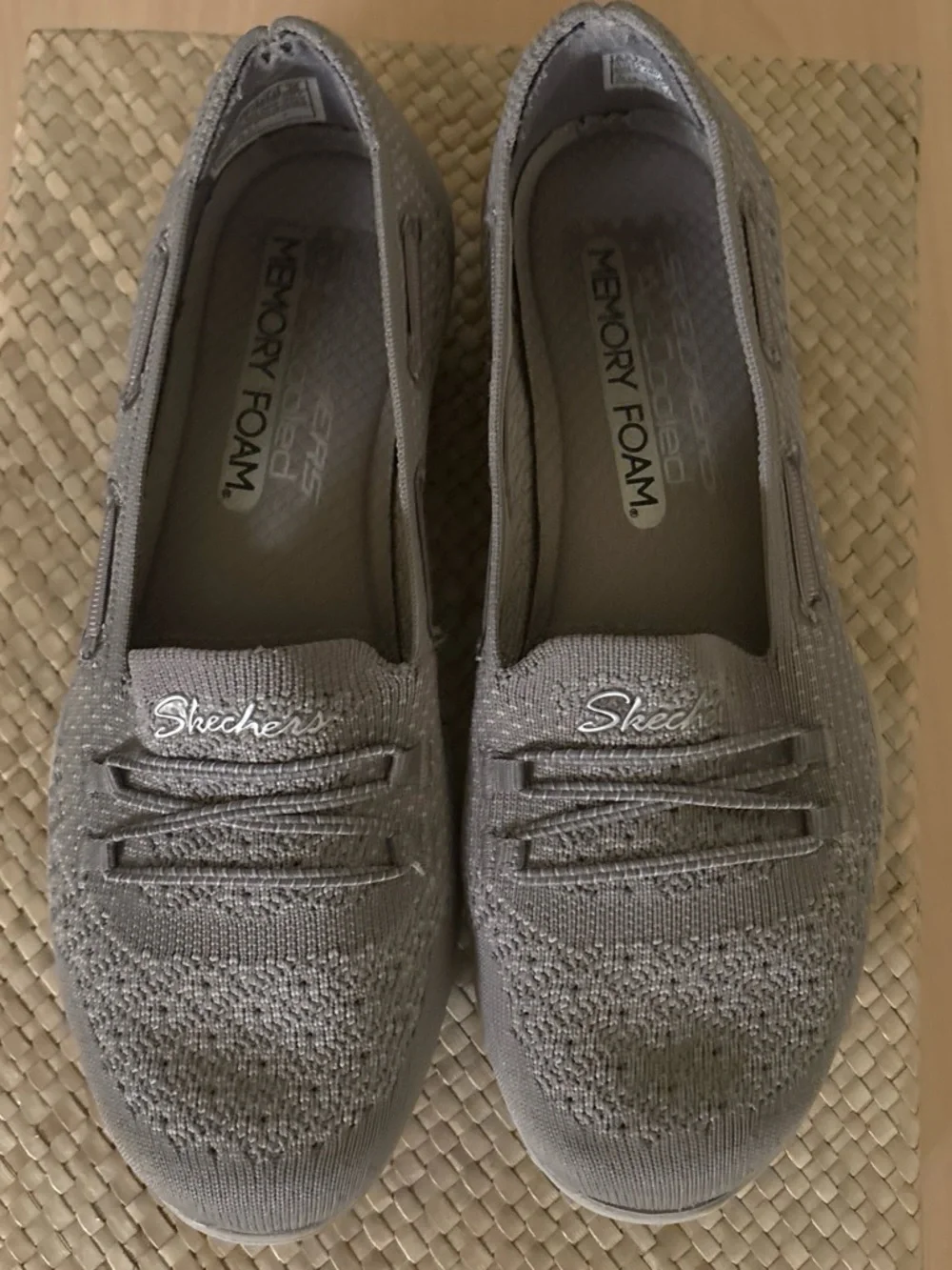 Skechers Women's Newbury St - Easily Adored slip-on shoes in grey. Size 6.5 M